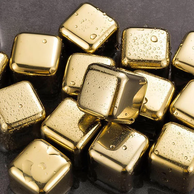 

Golden Ice Cube Set Stainless Steel Reusable Beer Vodka Cooling Cooling Ice Cube Restaurant Hotel Accessories