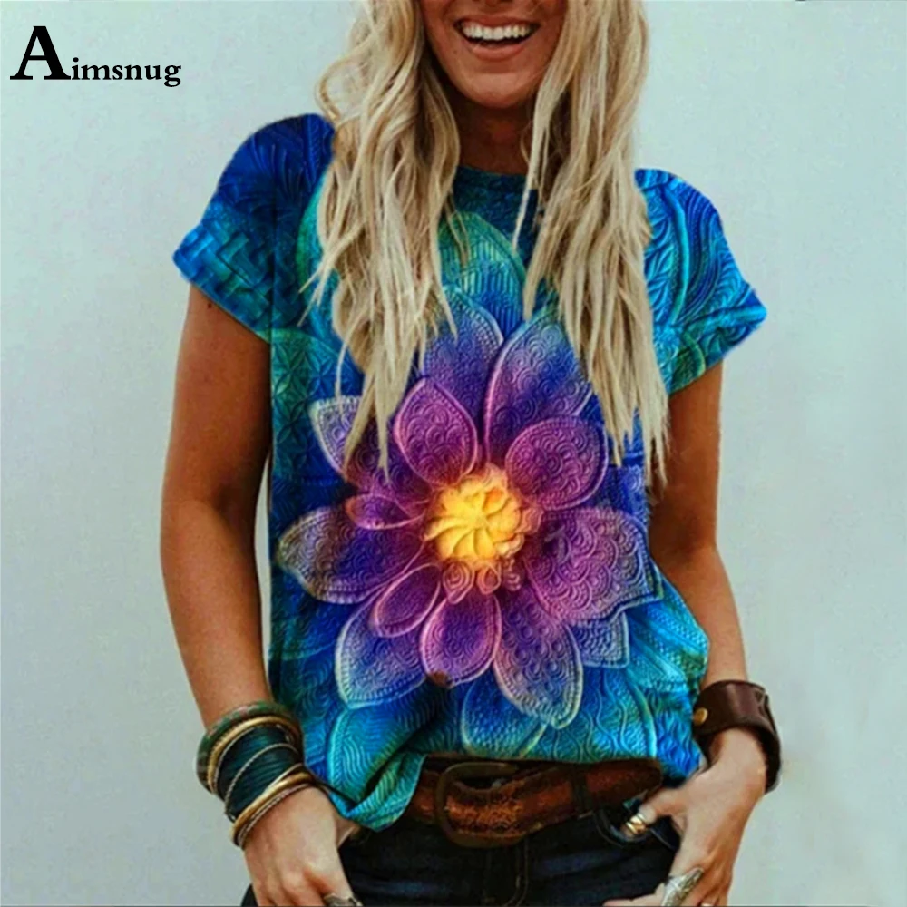 

Plus Size Ladies Elegant Leisure Casual T-shirt Fashion 3D Print Tops Loose Women Clothing 2021 Summer Tees shirt Femme 3XL