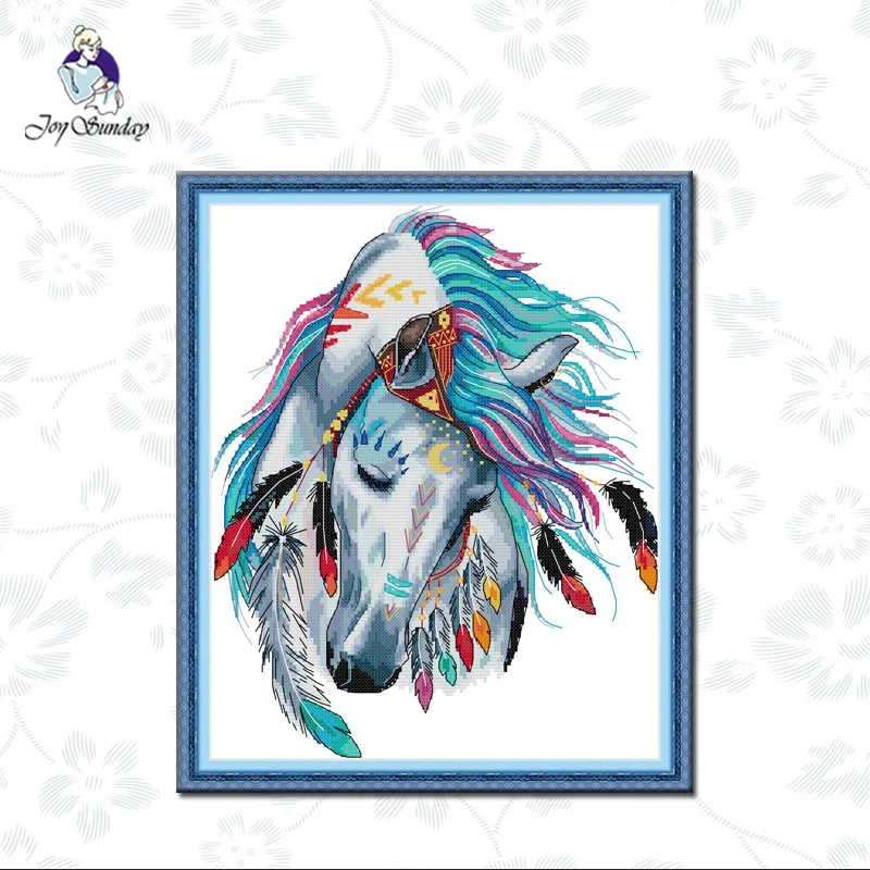 

Joy Sunday Horse Animal Pattern Countd Cross Stitch Kit 11CT Printed Canvas Embroidery Needlework 14CT White Fabric Gifts Sets