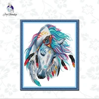 joy sunday horse animal pattern countd cross stitch kit 11ct printed canvas embroidery needlework 14ct white fabric gifts sets