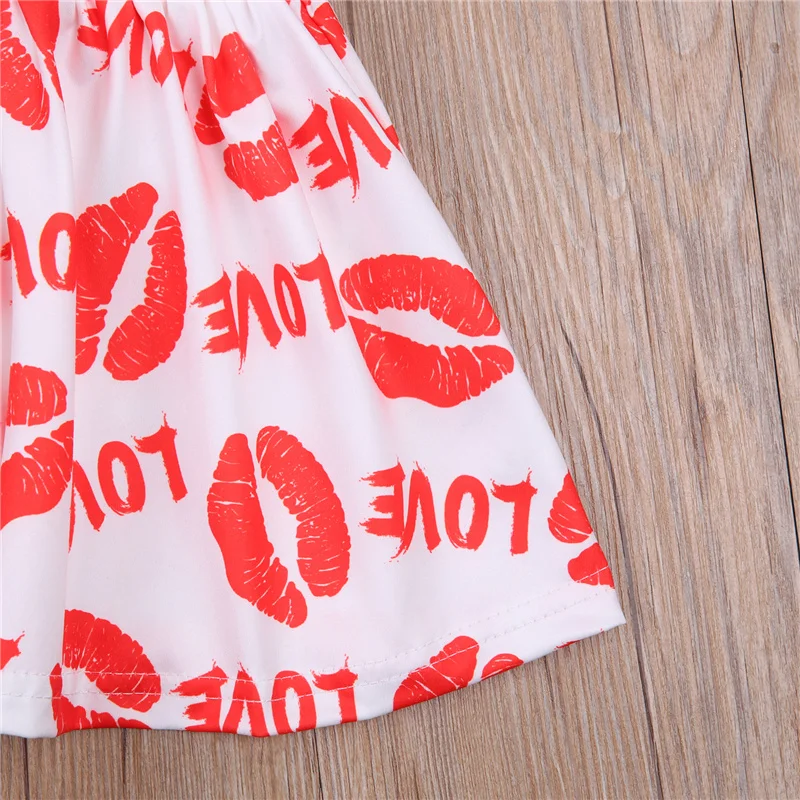 

Infant Baby Girl Flying Long Sleeve Pattern Printed Top Love Printing Strap Skirt 2Pcs Valentine's Day 1-6Y Kid Clothes Set