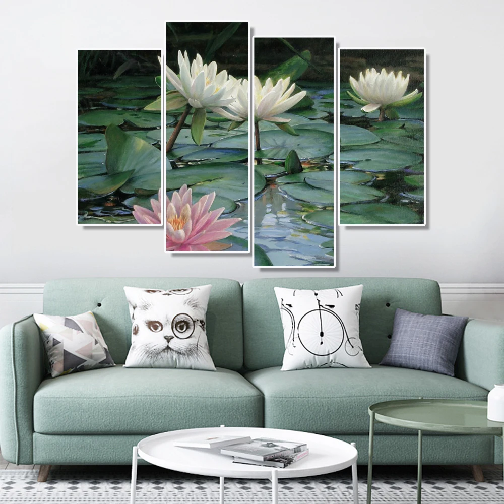 

New chinese style Lotus Flowers Canvas Painting poster Print Beautiful Art For Living Room Bedroom wall Picture home Decor