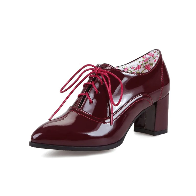 Женские туфли на высоком каблуке лодочки заостренный носок толстый каблук