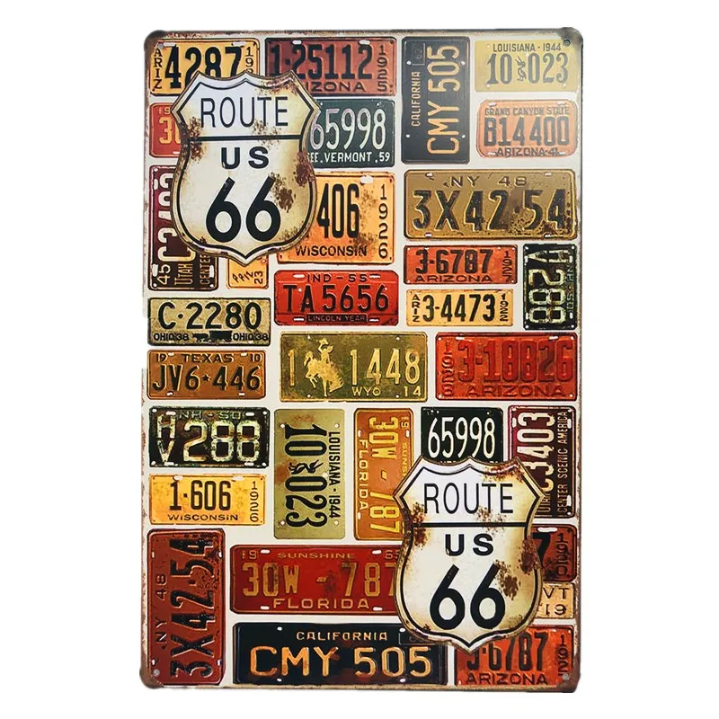 US ROUTE 66 неоновая вывеска металлическая жестяная дорожная доска для магазина