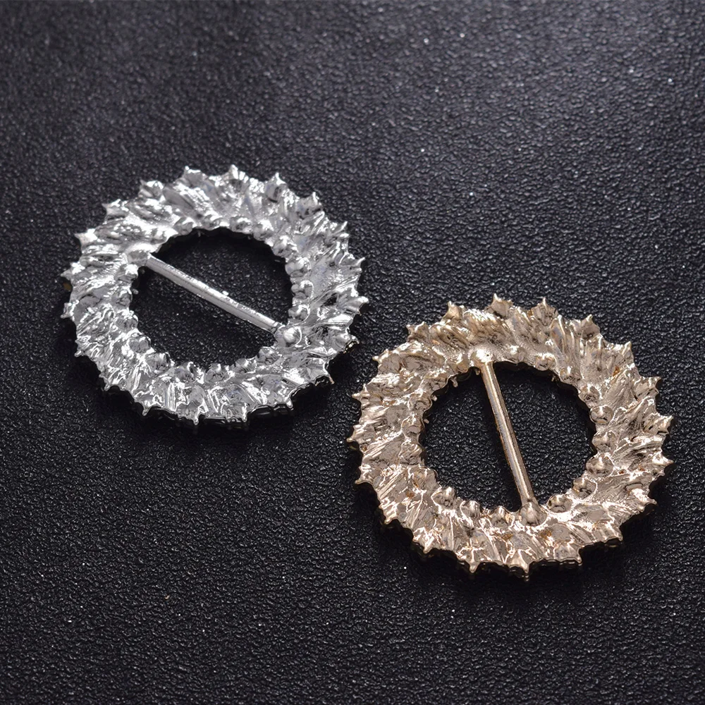 

10pcs 5cm sewing bridal dress rhinestones round belt buckle for women shoes decorations crystal sewing alloy buckles