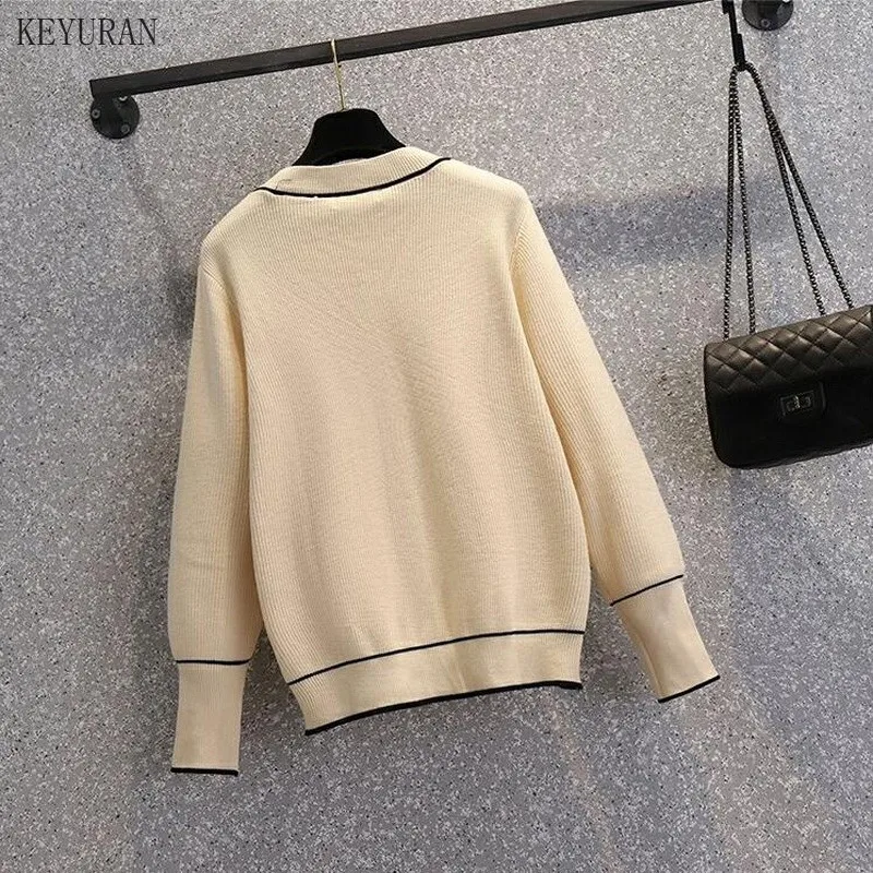 

Plus Size Sweater Women 2021 Autumn Winter V-neck Knitted Pullover Soft Basic Jumper Casual Loose Sweaters Female Knit Tops