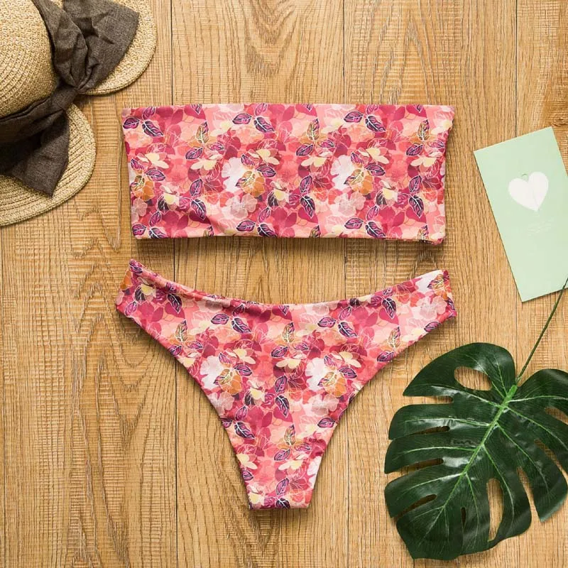 

2019 Sexy Off Shoulder Swimwear Print Bikini Brazillian Swimsuit Women Bikini Female Swimming Biquini Maillot De Bain Femme 5010