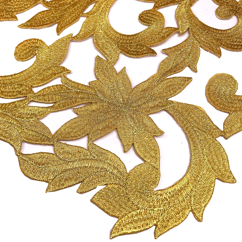 2pc Iron On Gold Baroque Applique Embroidery Patch Embroidered Patches For Clothing Clothes Sticker Parches Bordados Ropa AC1552 - купить по