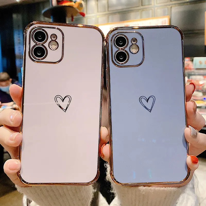 Чехол для телефона с сердечками iPhone 11 12 Pro Max XS XR X 7 8 Plus Mii противоударный бампер