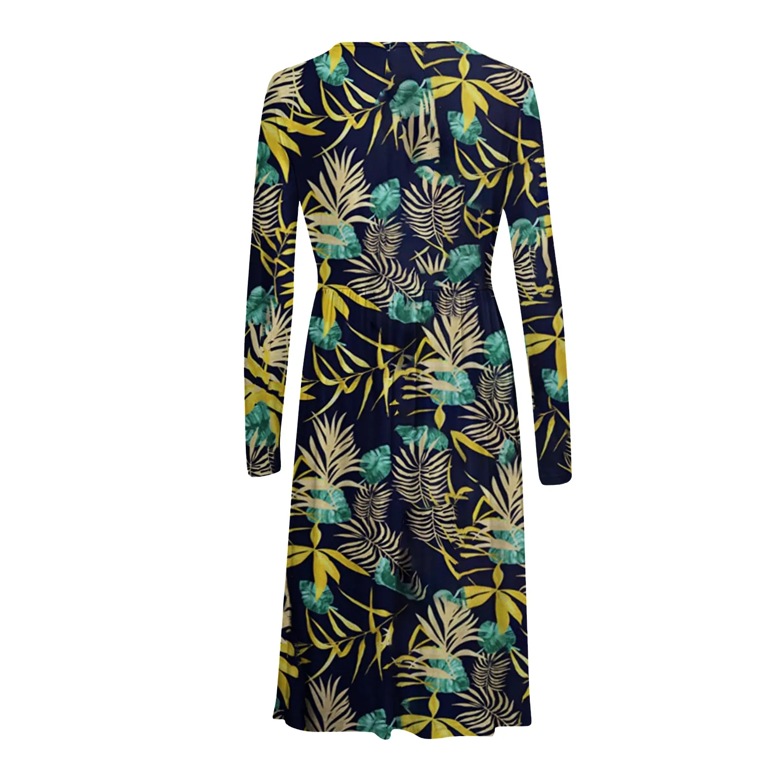 

2021 Dresses For Fashion Women Casual Long Sleeve Print Button Dress O-neck Knee Leng Dress Vestidos De Mujer Casual Robe Femme