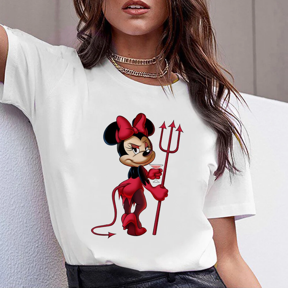 

Evil Minnie Mouse T Shirt New Women Disney Tshirt Funny Top Tee Fashion Female Clothes T-shirts Dropship