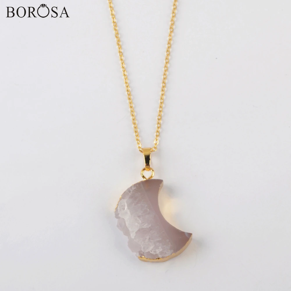 Кулон в форме Луны 1 шт. кулон с золотым ободком друга из природного камня