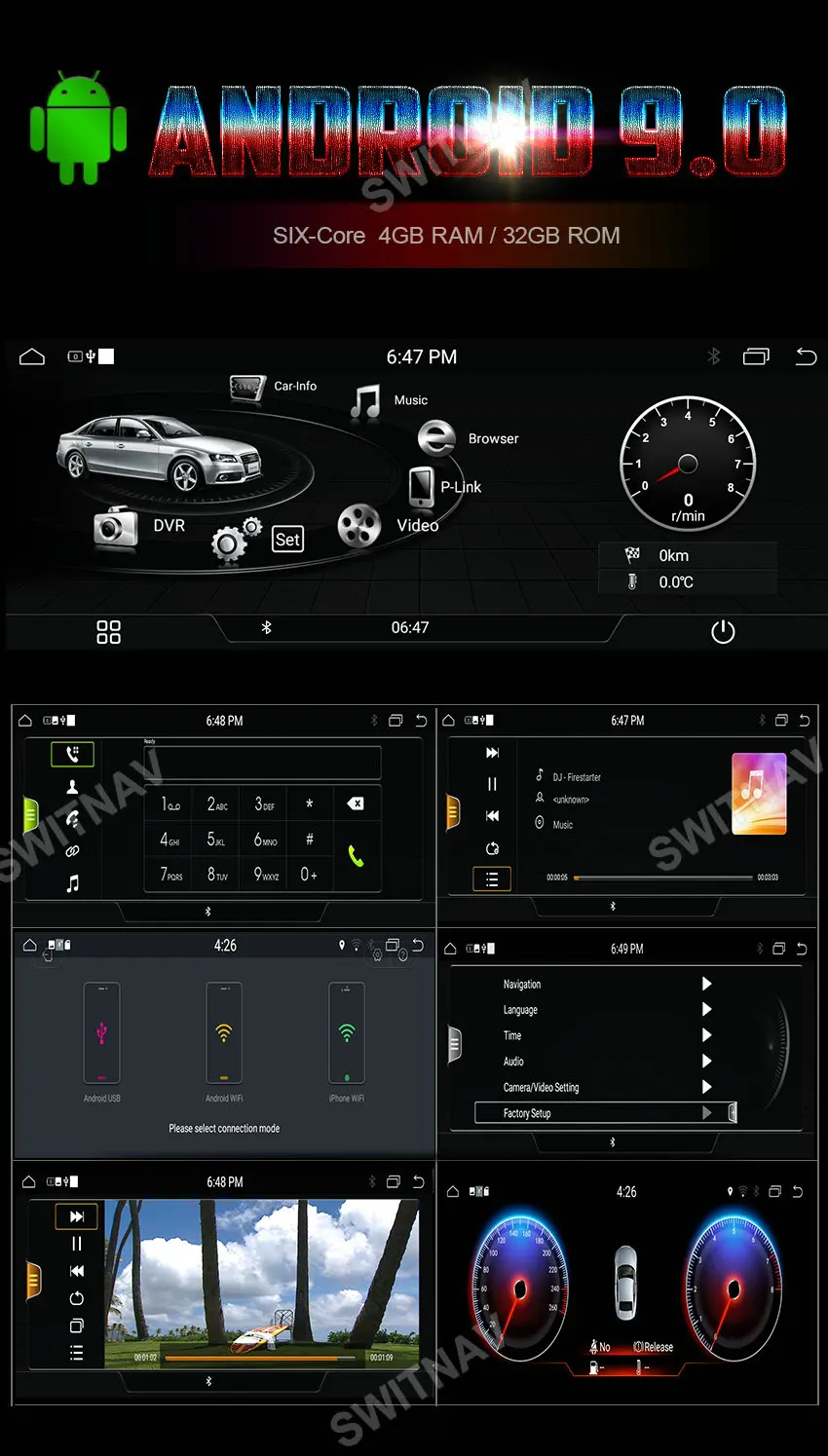 SWITNAV 4 Гб+ 32 ГБ Android 9,0 автомобильный dvd-плеер для AUDI A4L A5 A4 S4 RS4 2009- Автомобильный мультимедийный автомобильный аудио gps
