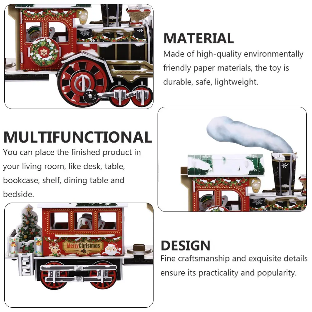 

1Pc Christmas 3D Train Puzzle Practical Eco-friendly Train Puzzle Plaything Xmas Train Ornament for Shop Home