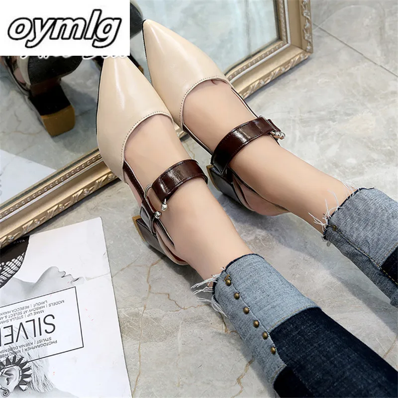 2020 весенние грубые сандалии с вырезами туфли лодочки закрытым носком на высоком