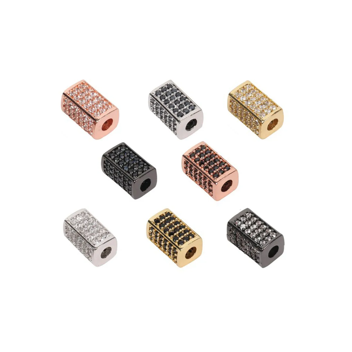 

Copper Accessories CZ Rectangular Column Beads Charm Pendant For Bracelet Necklace Women Finding DIY Supplies For Jewelry Making