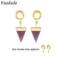 vankula 2pcs purple triangleear stretching gauges ear tunnel hangers ear piercing weights stainless steel body jewelry