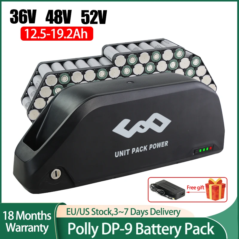 

Original 48V Battery 36V 15Ah 48V 19.2Ah 52V Ebike Battery Polly DP-9 Downtube 18650 Cell for Bafang 250W 500W 750W 1000W 1500W