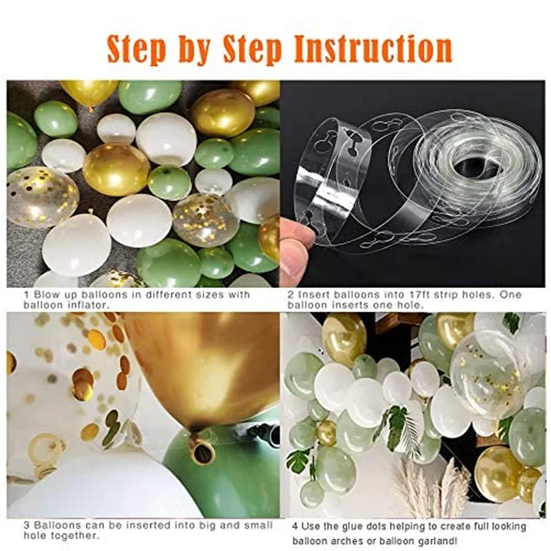 

117pcs/set Retro Green White Balloon Garland Arch Kit for Wedding Baby Shower Boy Girl Kids Birthday Party Decoration Air Globos