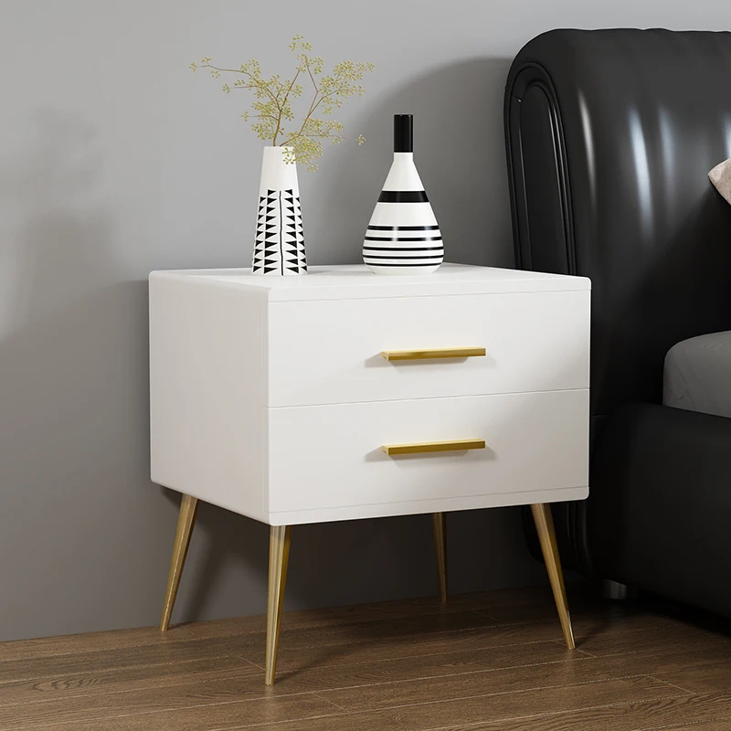 

Nordic Simple Bedside Table Wrought Iron Modern Light Luxury Side Cabinet Bedroom furniture Storage Corner Cabinet Nightstand