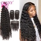 CEXXY, 38 дюймов, 40 дюймов, 13*4, пряди глубоких волн с фронтальной перуанской Реми, человеческие волосы, волнистые, водные, вьющиеся, 4x4, 5x5, HD, кружевные, фронтальные