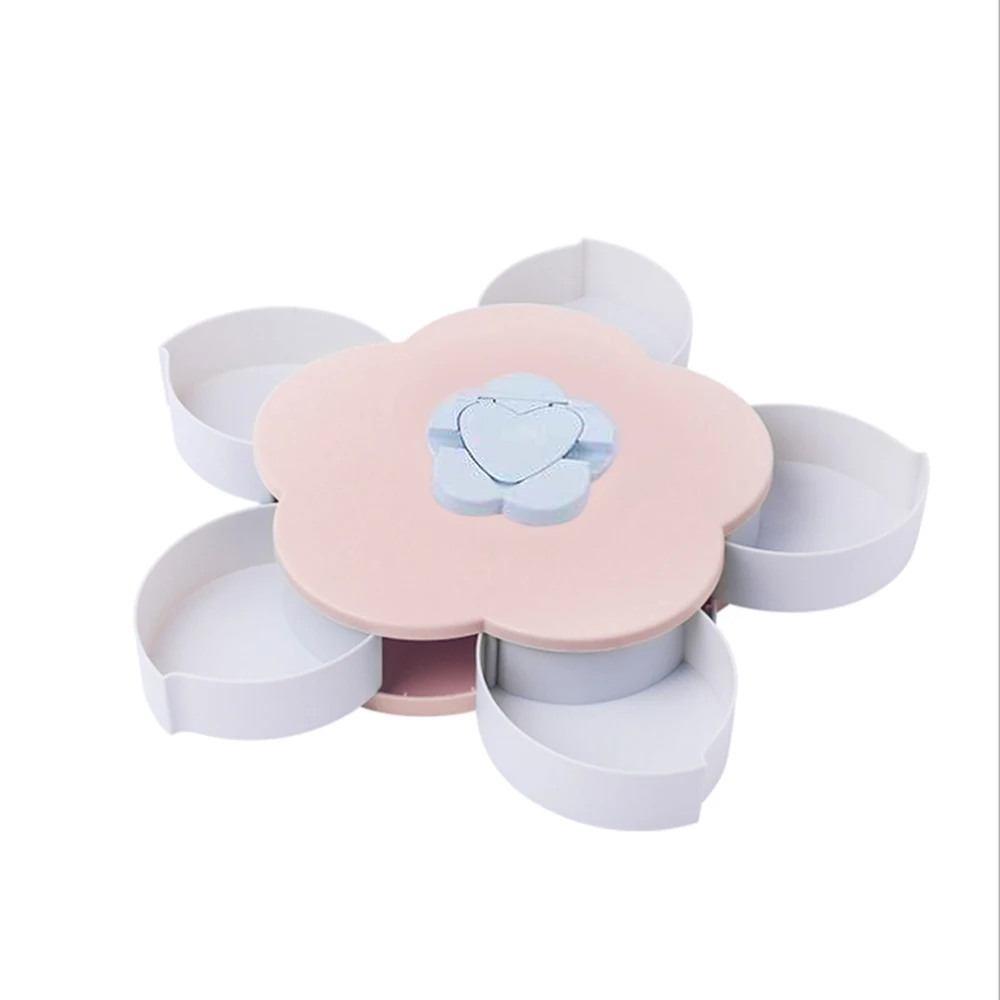 Single Layer Pink Двухслойный контейнер для закусок конфетные тарелки вращающийся в виде лепестков поднос для закусок сушеная тарелка-контейнер для фруктов Органайзер с держателем для мобильного телефона - Цвет: Single Layer Pink