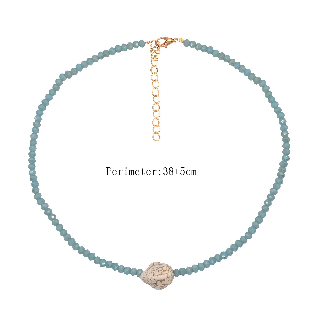 

Multilayer Bohemian Handmade Beaded Necklace For Women Boho Gold Color Metal Chain Soft Ceramic Crystal Long Necklace Jewelry