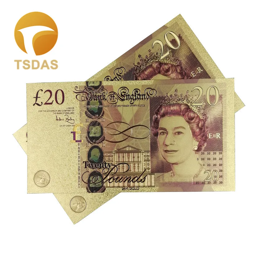 UK English Gold Banknote Set 5.10.20. 50 Pound British Bank Notes in 24K Plated|Золотые банкноты| |