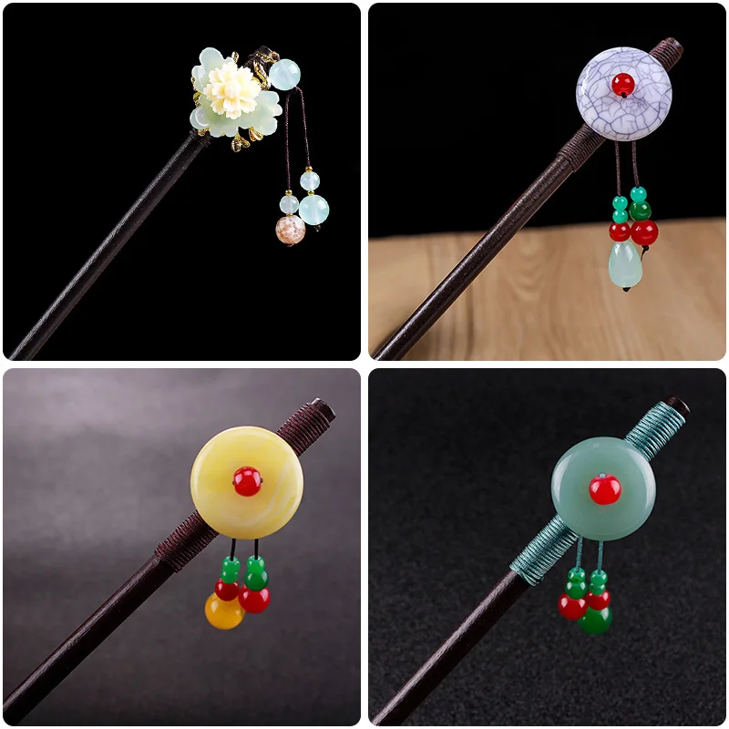 

Classic Flower Tassel Handmade Hair Sticks Hair Chopsticks Chinese Bridal Wood Hairpins Hair Clip Wedding Hair Jewelry For Women