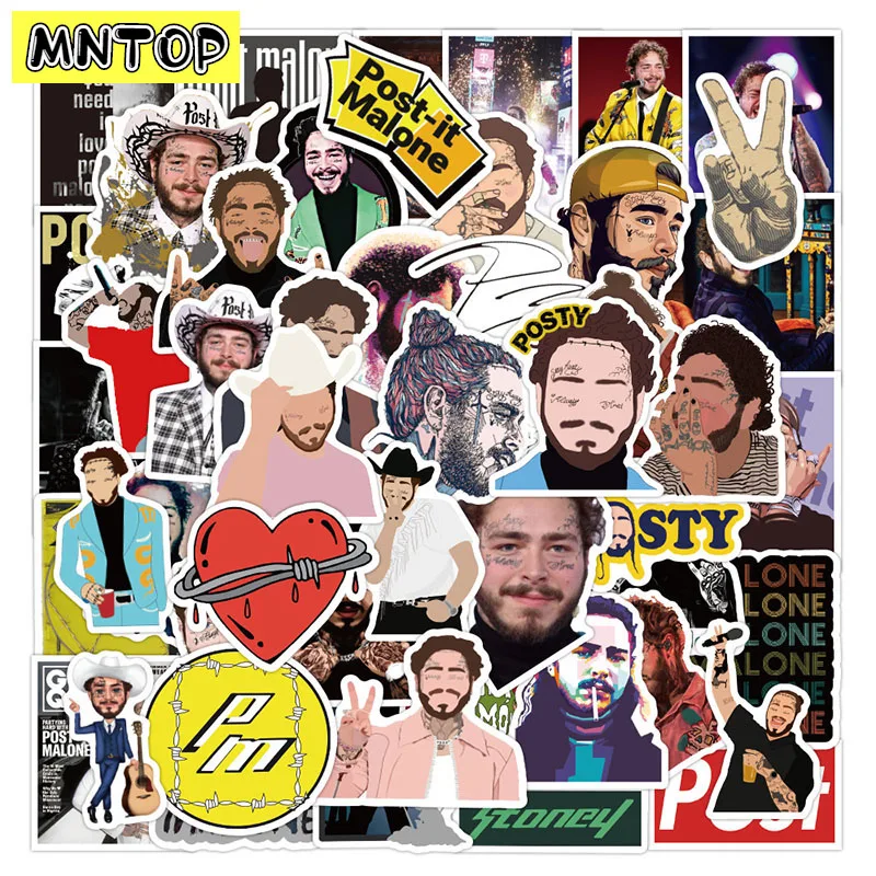 10/30/50Pcs/set Post Malone Cartoon Singer Stickers For Skateboards Laptop Luggage Toy Guitar Refrigerator Motorcycle Computer