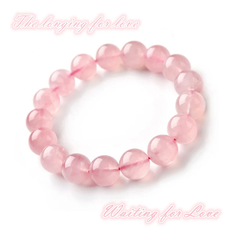 Натуральный розовый милый браслет с розовым камнем круглые украшения из бисера