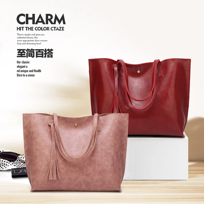 

Tote Bag Large Women's Leather Handbags High Quality Female Pu Leather Bag Fashion Lady Shoulder Bags Classic Handbag