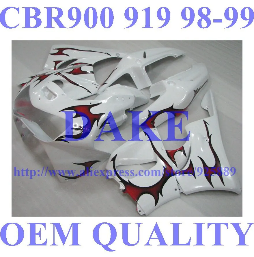 

DAKE Fullset fairings for 919RR 98 99 CBR900RR 919 98 99 CBR 900RR 1998 1999 CBR919RR 98 99 red flame white fairing kit #S99JA