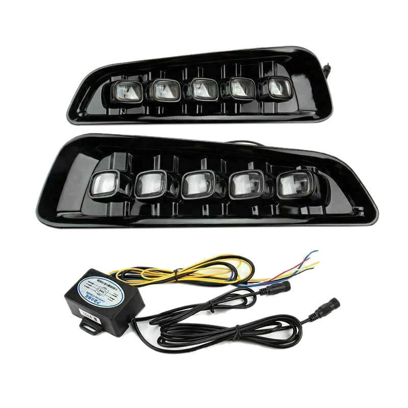 

for Ford F-150 Raptor / Ranger Raptor 2017-2019 Front Bumper Bezels L+R LED DRL with Turn Signal Fog Light Lamp