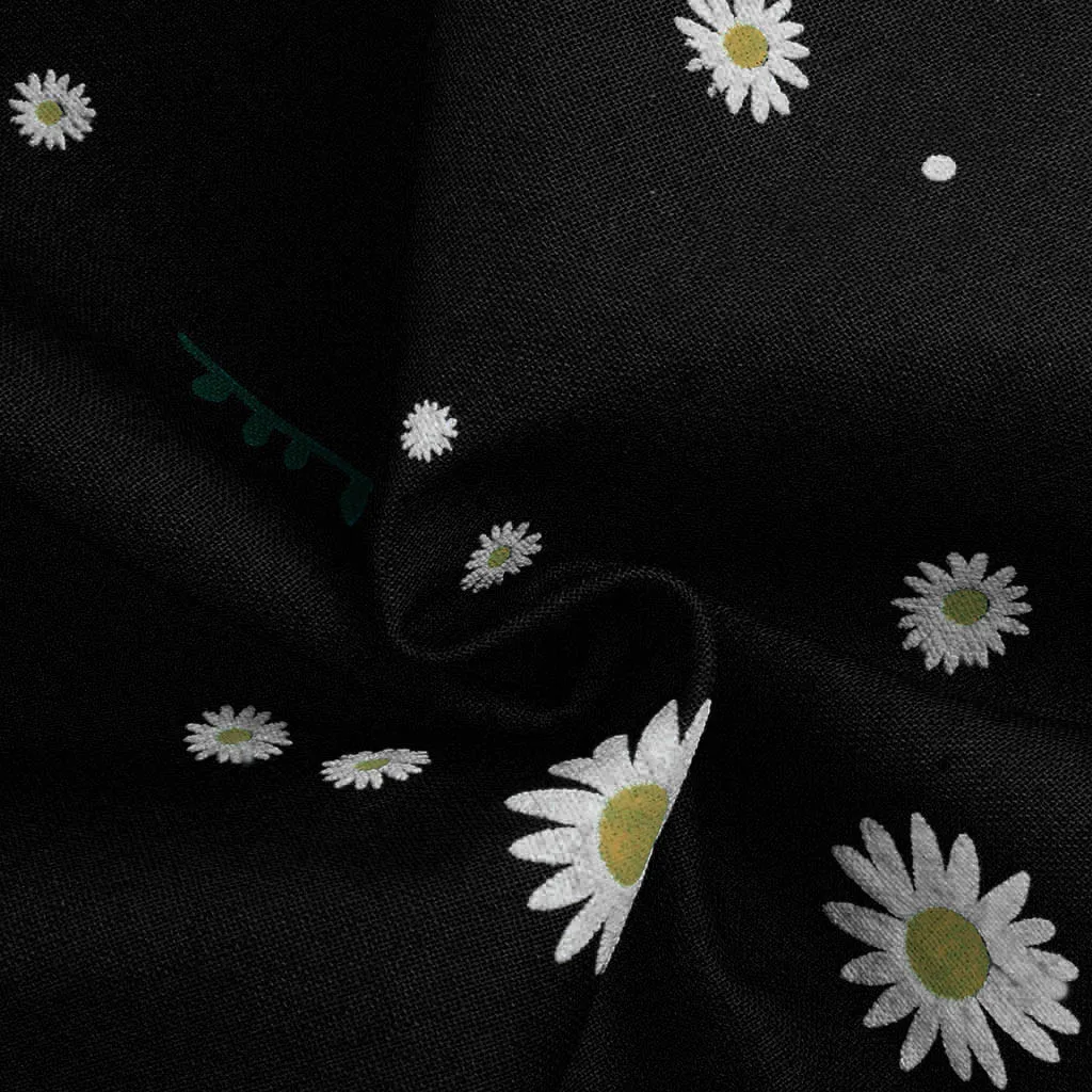 

Summer Fashion Women Girl Casual Daisy Print Cotton Linen Elastic Waist Long Wide Leg Pants Plus Size S-3XL