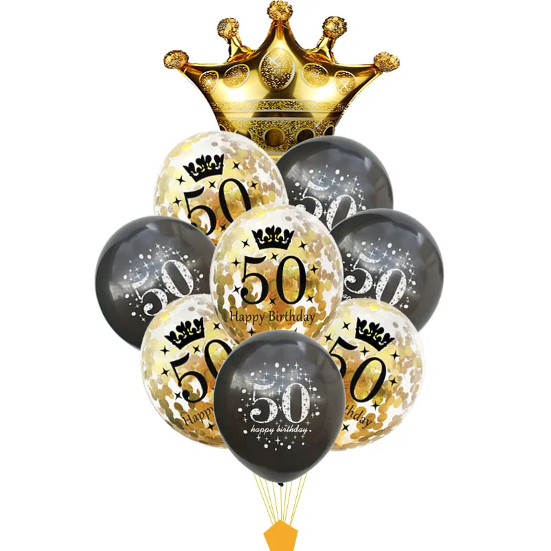 style 22 Воздушный шар на день рождения 30, 40, 50, 60, 70, 80 лет, украшение на день рождения, шар на день рождения, номер 50, золотой, черный, на день рождения, S2XZ - Цвет: style 22