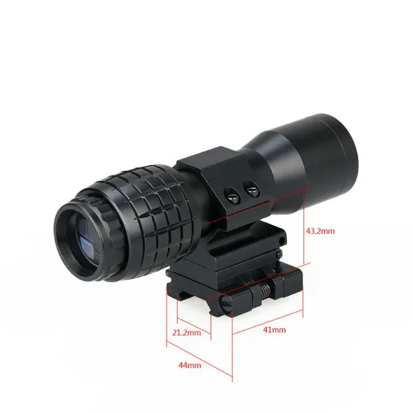 Тактический страйкбол 4X Лупа увеличительный фокус отрегулирован с откидной