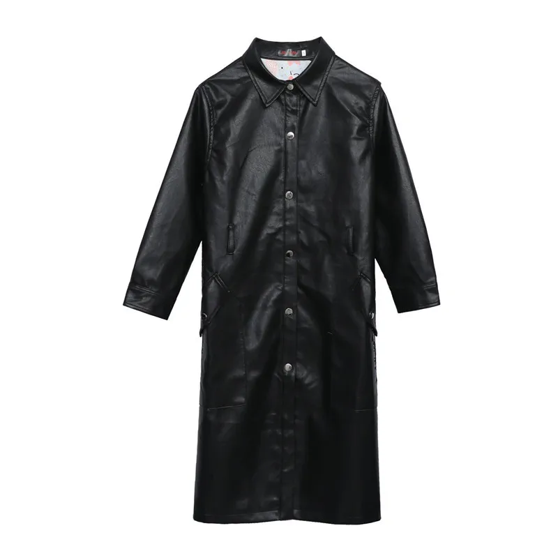 

Spring Autumn Faux Leather Long Coats Korean Style XL To 8XL Extra Plus Size Women PU Jacket Casual Outerwear Windbreaker TA6998