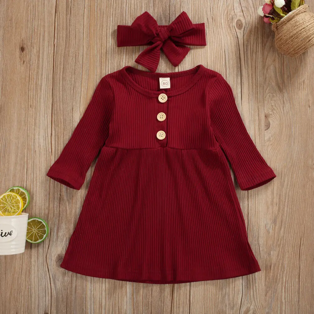 Весенне-осеннее однотонное Хлопковое платье трапециевидной формы с длинными