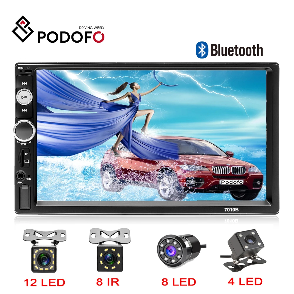 Podofo 2din Авторадио " HD сенсорный экран цифровой дисплей Bluetooth Мультимедиа MP5 плеер USB 2 din Автомобильный Радио стерео монитор