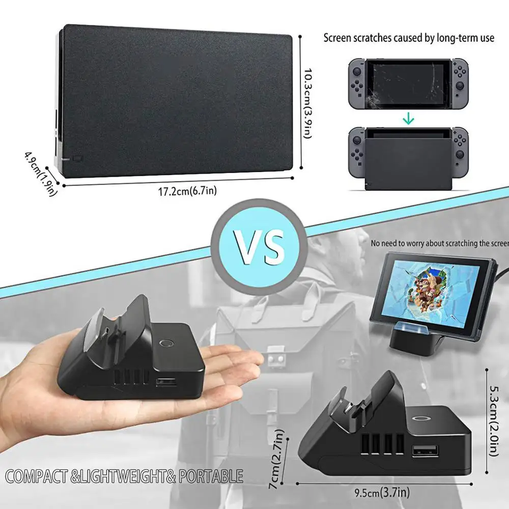 For Nintendo Switch Charging Dock 4K HDMI-compatible TV Adapter Docking Station Charger Set Replacement for Nintend |