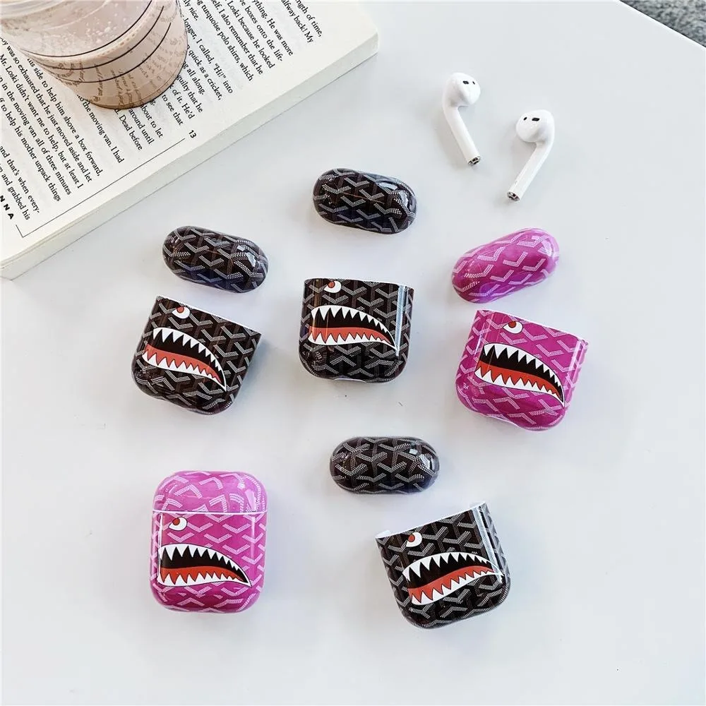 Модный бренд большой рот Акула Роскошный Жесткий Чехол для Apple Airpods 1/2
