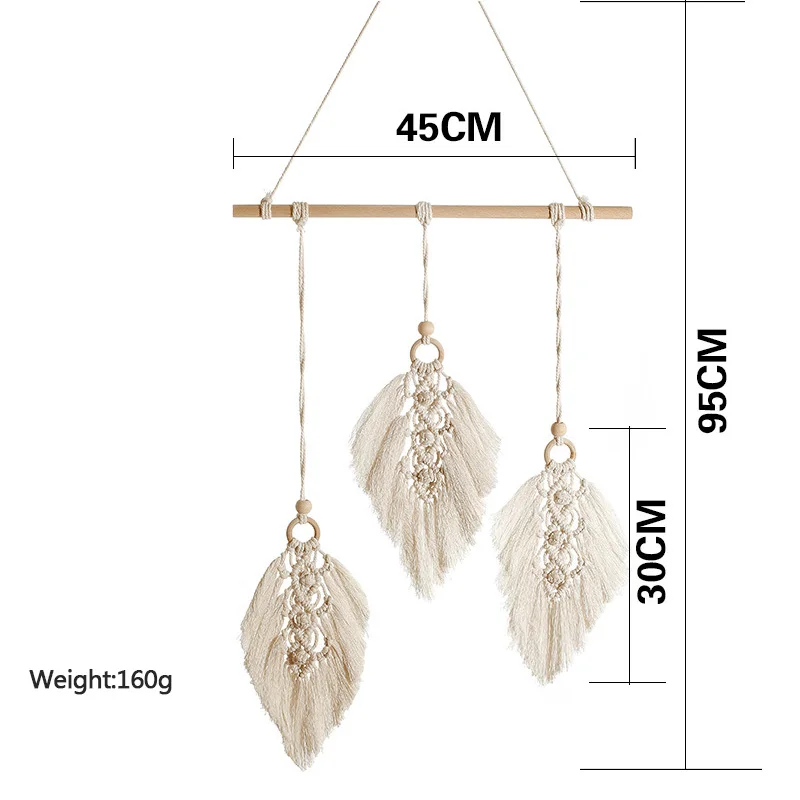 

Nordic Feathered Hand-woven Tapestry Macrame Wall Hanging Bohemian Home Decorations Macrame Dreamcatcher Hand Knotted Tapestry