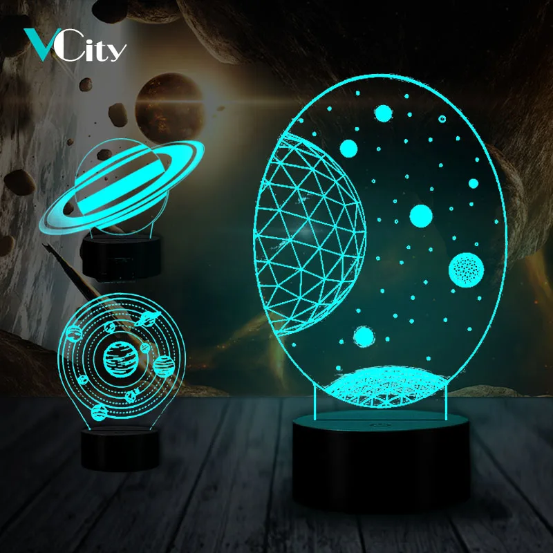 VCity молочный путь солнечная система 3D атмосферная лампа Светодиодный ночник