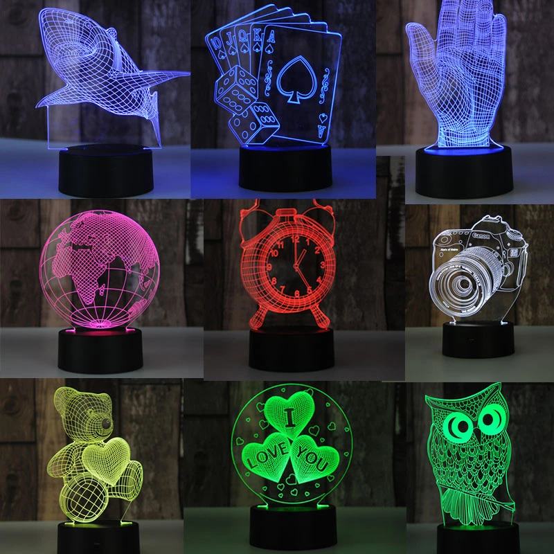 3d Медведь покер 7 цветов Светодиодные ночные лампы для детей сенсорный