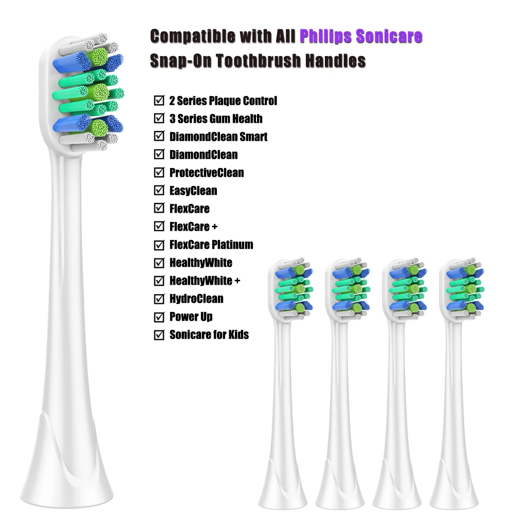 4 шт./лот насадки зубных щеток для PHILIPS Sonicare для HX9044 HX6064 HX6074 HX9024 HX6730 hx6062 HX6930