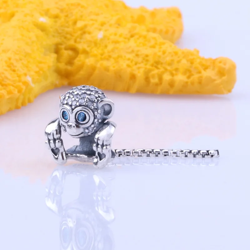

Claudia Authentic S925 Sterling Silver Shining Childlike Zodiac Long-tailed Monkey Naughty beads Fit Original Charms Bracelet