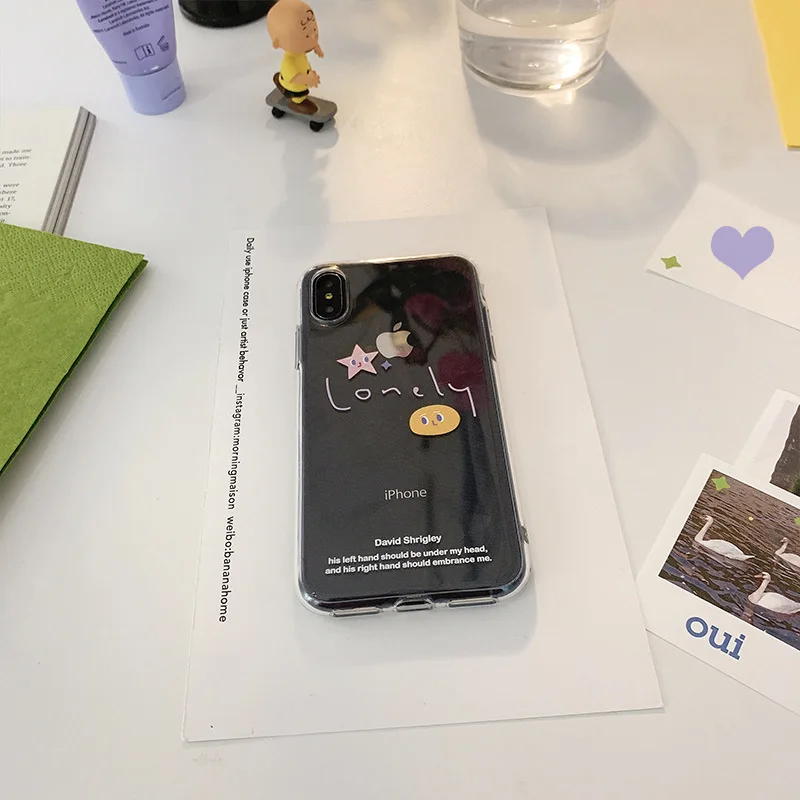 Cute Simple letters planet graffiti Phone case For iPhone 7 XS 11 Pro MAX silicone cover X XR 8 6s 6 Plus Case | Мобильные телефоны