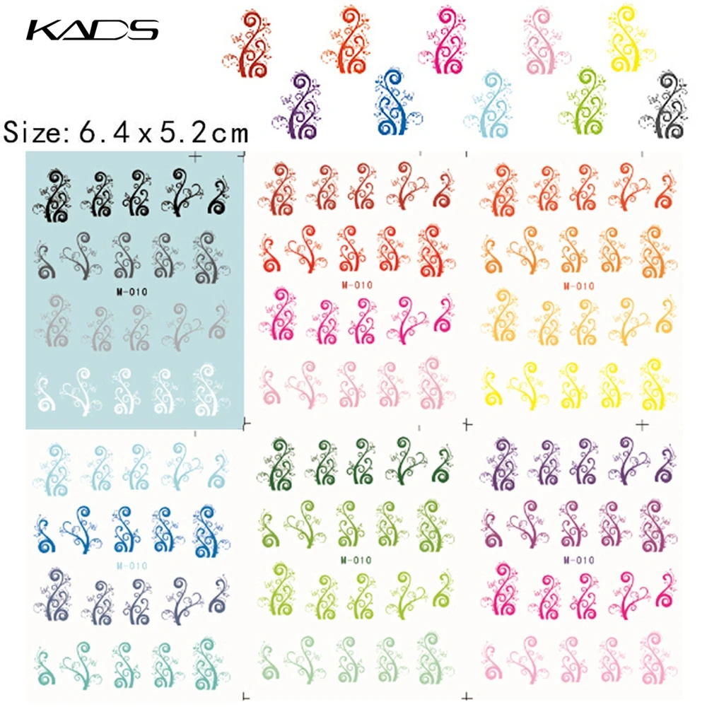 HOTSALE 6 листов/КОМПЛЕКТ. красочные Цвета Воды пропуск Ногтей Наклейки для ногтей