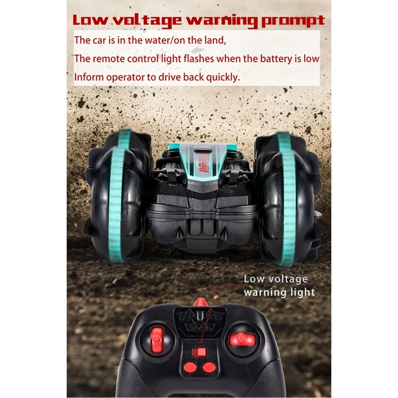 

Stunt RC Car 1200MAh 4Wd Water & Land 2In1 Remote Control Car 2.4G Double Side Flip Amphibious RC Drift Car Toy